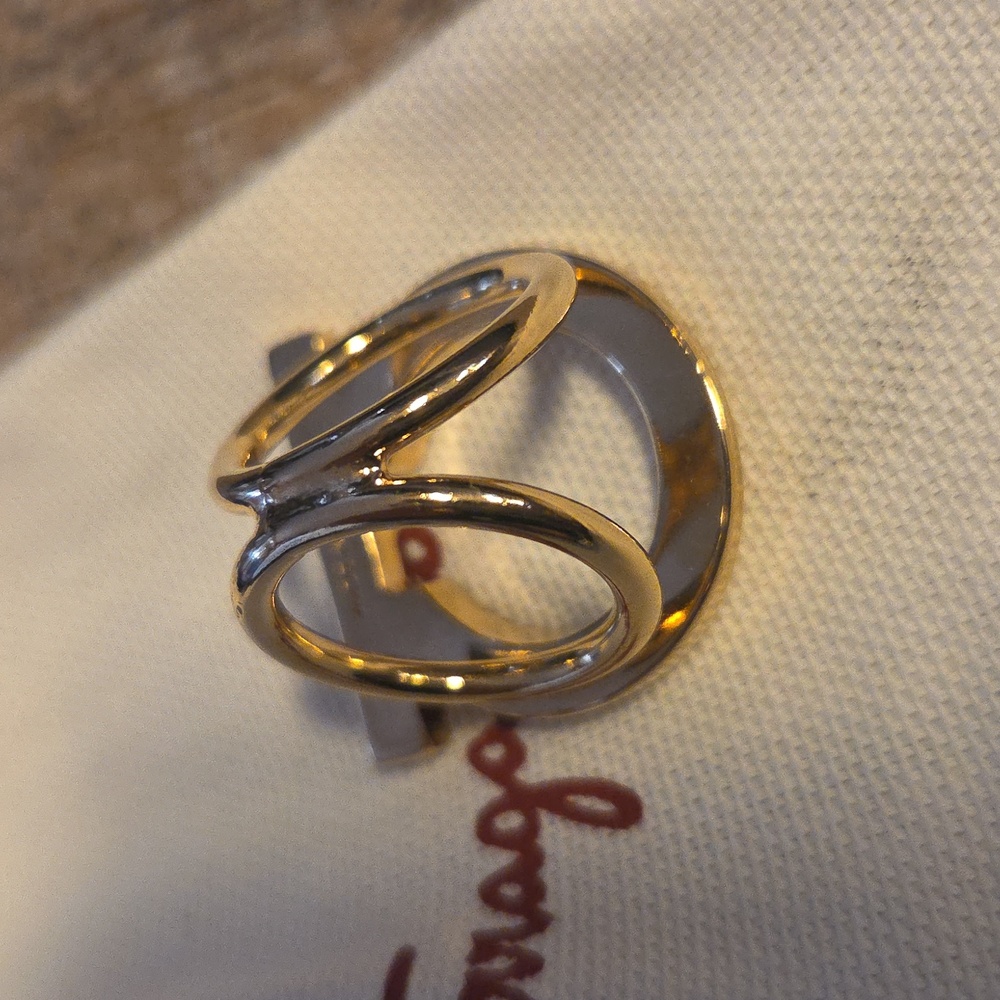 Salvatore Ferragamo Scarf Ring With Box And Dust Bag Gold Buckle with Pouch - Picture 7 of 16